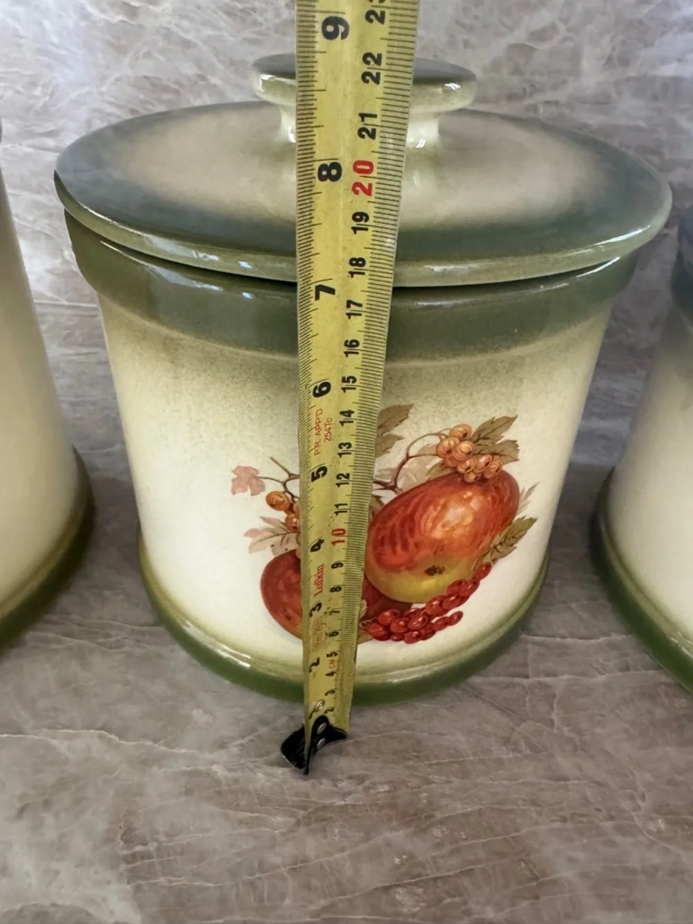 Vintage‎ Ceramic Fruit Canister Set Green Ombre Farmhouse Kitchen